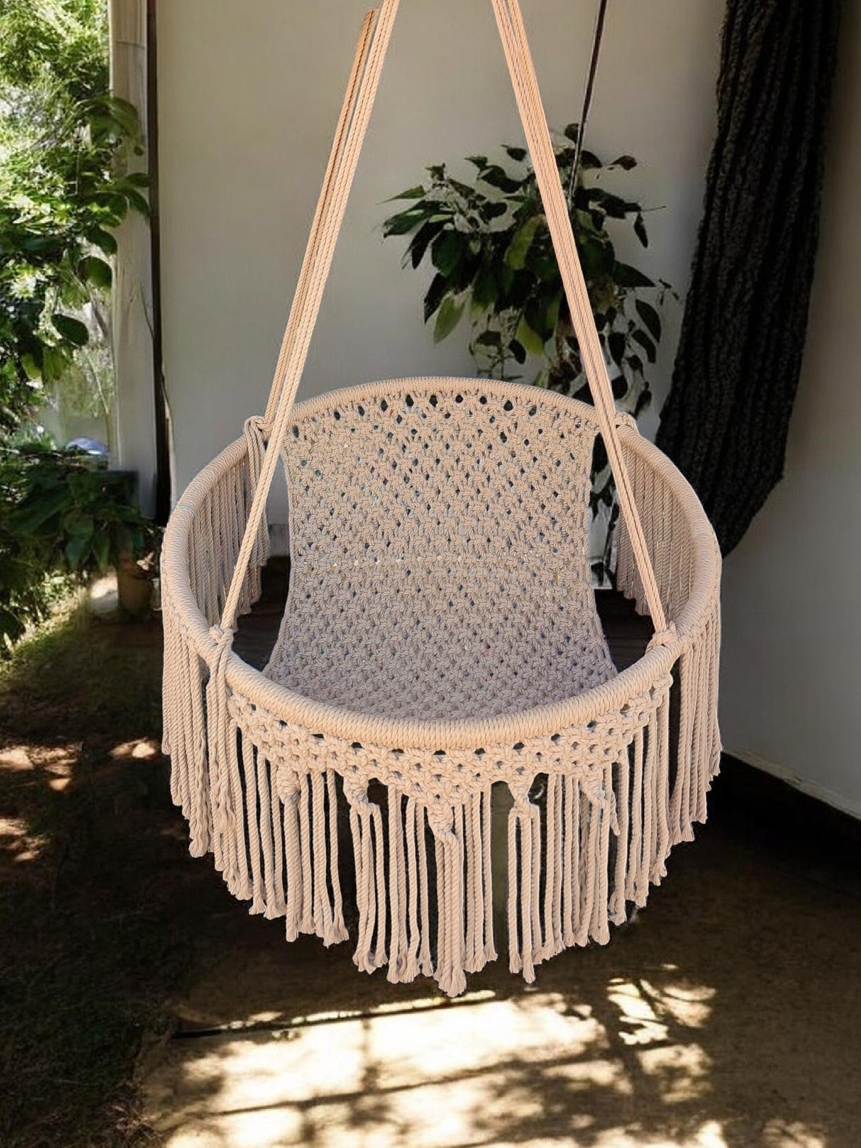 Khaki Macramé Hanging Chair